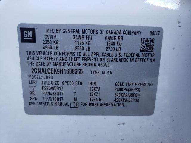 Photo 10 from auction – 2017 CHEVROLET EQUINOX LT with VIN 2GNALCEK9H1608565