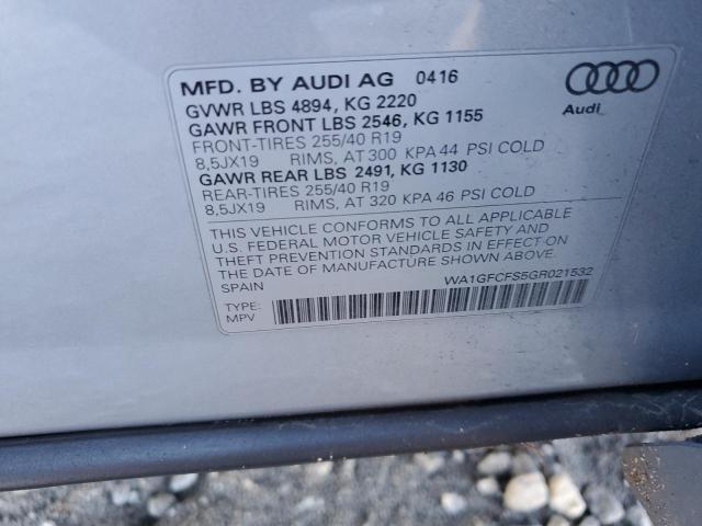 Photo 10 from auction – 2016 AUDI Q3 PRESTIG with VIN WA1GFCFS5GR021532