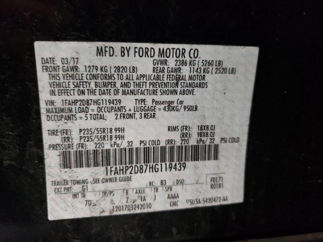 Foto 10 de la subasta – 2017 FORD TAURUS SE con VIN 1FAHP2D87HG119439