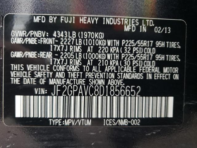 Photo 10 from auction – 2013 SUBARU XV CROSSTR with VIN JF2GPAVC8D1856652