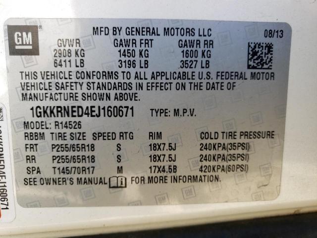 Photo 10 from auction – 2014 GMC ACADIA SLE with VIN 1GKKRNED4EJ160671
