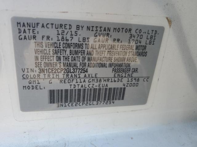 Photo 10 from auction – 2016 NISSAN VERSA NOTE with VIN 3N1CE2CP2GL377254