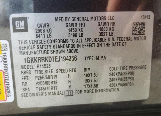 Photo 10 from auction – 2014 GMC ACADIA SLT with VIN 1GKKRRKD7EJ194356