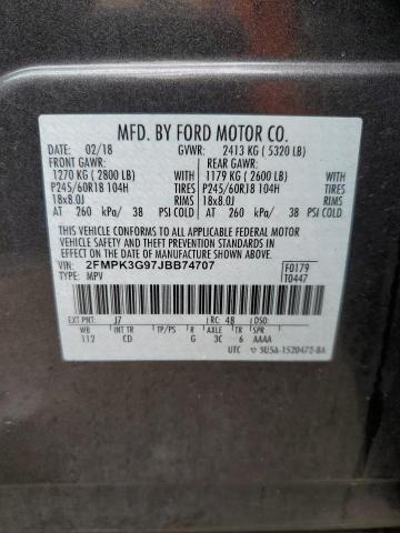 Photo 10 from auction – 2018 FORD EDGE SE with VIN 2FMPK3G97JBB74707