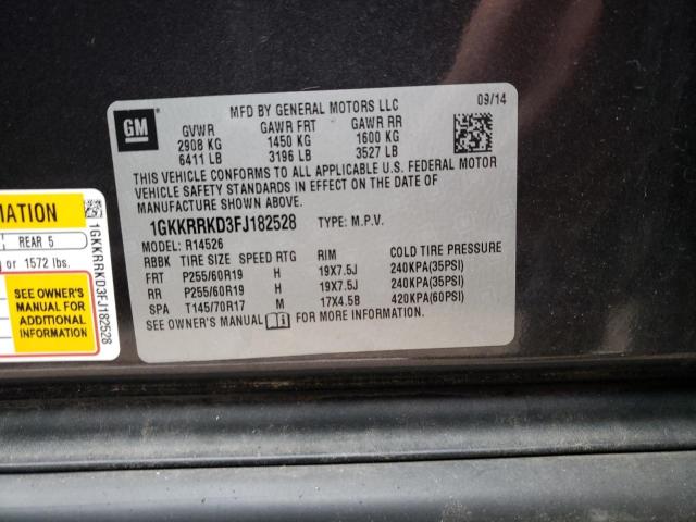 Photo 10 from auction – 2015 GMC ACADIA SLT with VIN 1GKKRRKD3FJ182528