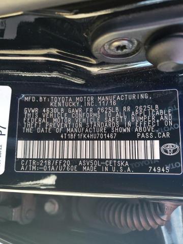 Photo 10 from auction – 2017 TOYOTA CAMRY LE with VIN 4T1BF1FK4HU701467
