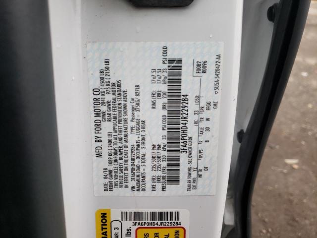 Photo 10 from auction – 2018 FORD FUSION SE with VIN 3FA6P0HD4JR229284