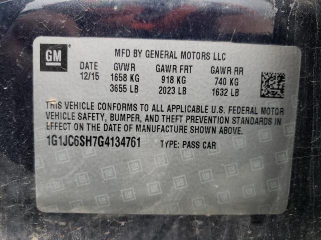Photo 10 from auction – 2016 CHEVROLET SONIC LT with VIN 1G1JC6SH7G4134761