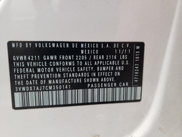Photo 10 from auction – 2012 VOLKSWAGEN JETTA SE with VIN 3VWDX7AJ7CM350141