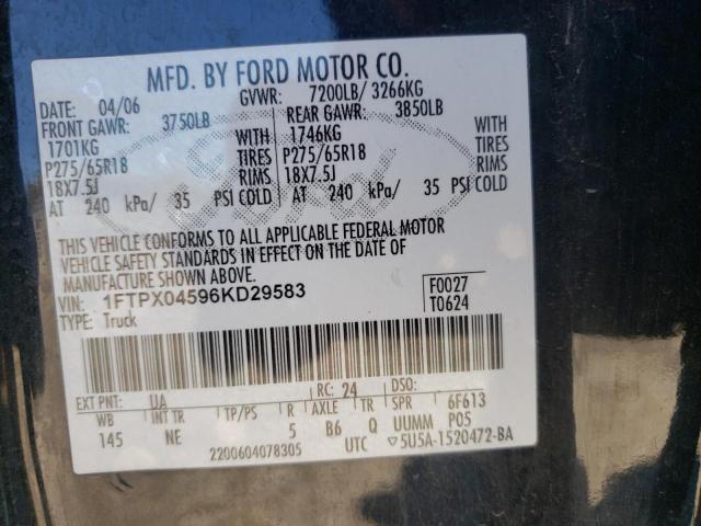 Photo 10 from auction – 2006 FORD F150 with VIN 1FTPX04596KD29583