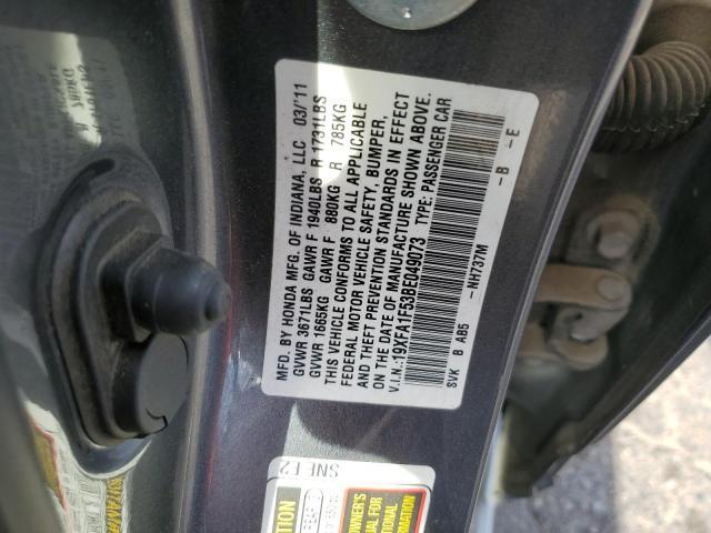Photo 10 from auction – 2011 HONDA CIVIC LX with VIN 19XFA1F53BE049073