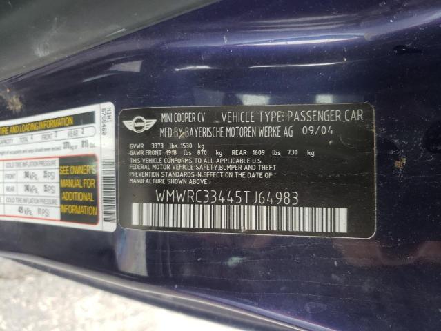 Photo 10 from auction – 2005 MINI COOPER with VIN WMWRC33445TJ64983