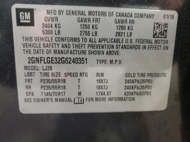 Photo 10 from auction – 2016 CHEVROLET EQUINOX LT with VIN 2GNFLGE32G6240351