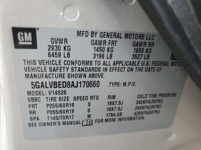 Photo 10 from auction – 2010 BUICK ENCLAVE CX with VIN 5GALVBED8AJ170660