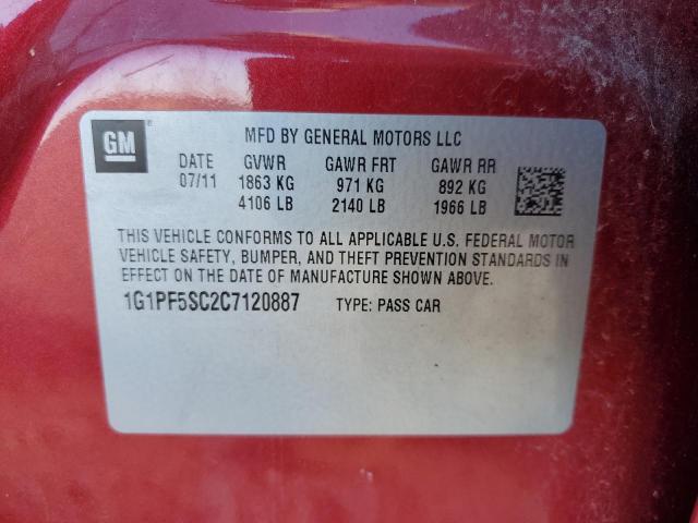 Photo 10 from auction – 2012 CHEVROLET CRUZE with VIN 1G1PF5SC2C7120887