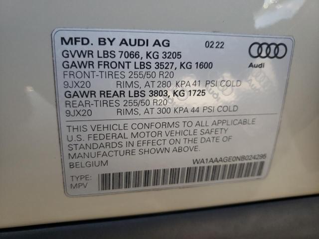 Photo 10 from auction – 2022 AUDI E-TRON PRE with VIN WA1AAAGE0NB024295