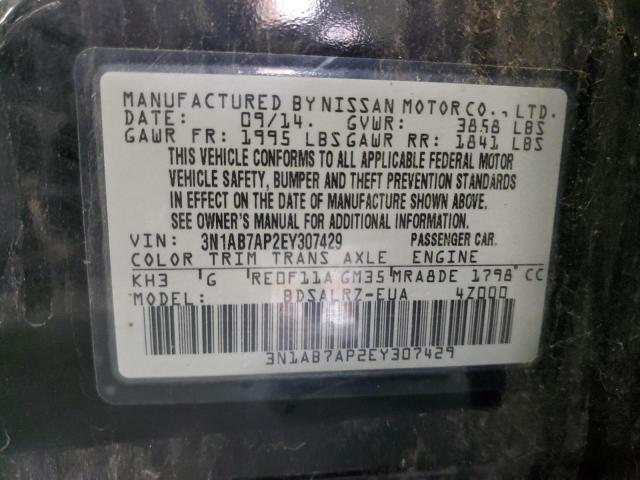 Photo 10 from auction – 2014 NISSAN SENTRA S with VIN 3N1AB7AP2EY307429