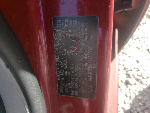Photo 10 from auction – 2007 KIA SORENTO EX with VIN KNDJD736175730532