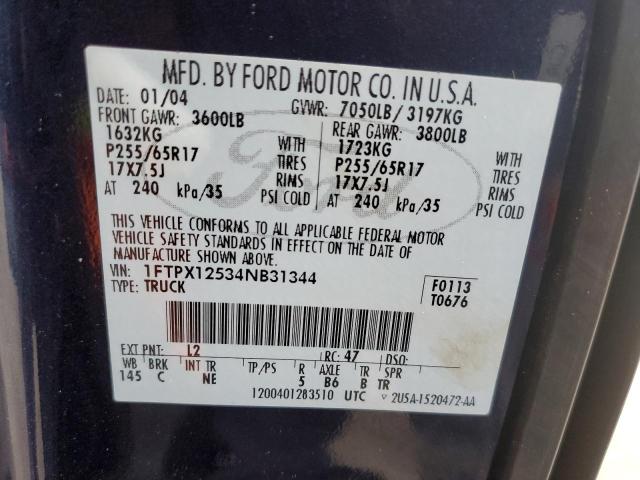 Photo 10 from auction – 2004 FORD F150 with VIN 1FTPX12534NB31344