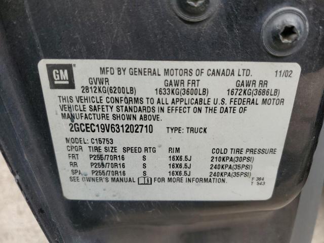 Photo 10 from auction – 2003 CHEVROLET SILVERADO with VIN 2GCEC19V631202710