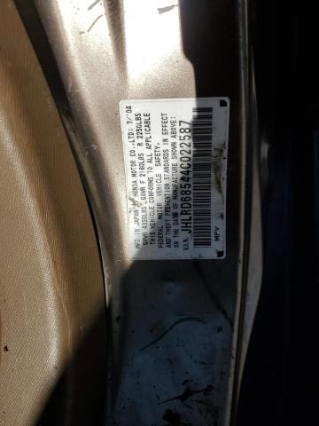 Photo 10 from auction – 2004 HONDA CR-V LX with VIN JHLRD68544C022587