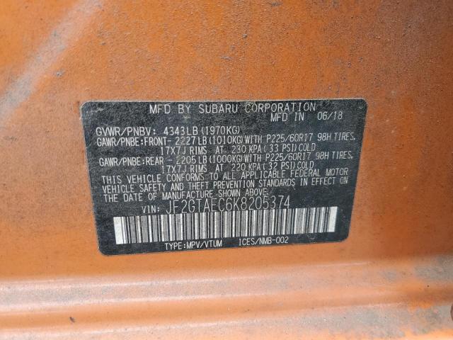 Photo 10 from auction – 2019 SUBARU CROSSTREK with VIN JF2GTAEC6K8205374