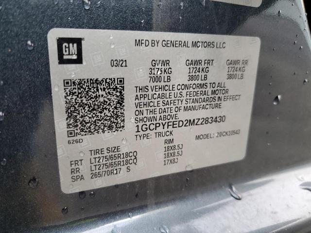 Photo 10 from auction – 2021 CHEVROLET SILVERADO with VIN 1GCPYFED2MZ283430