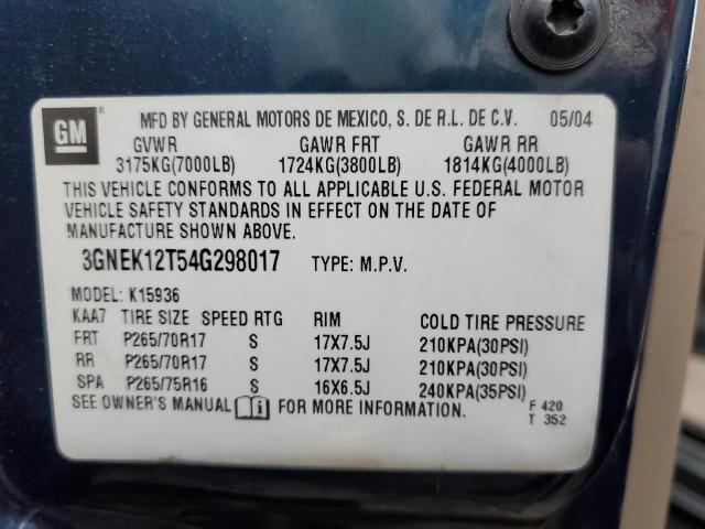 Photo 10 from auction – 2004 CHEVROLET AVALANCHE with VIN 3GNEK12T54G298017