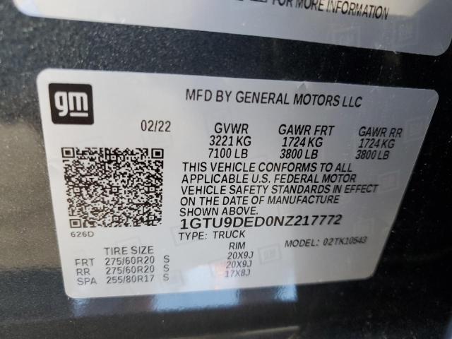 Photo 10 from auction – 2022 GMC SIERRA LIM with VIN 1GTU9DED0NZ217772