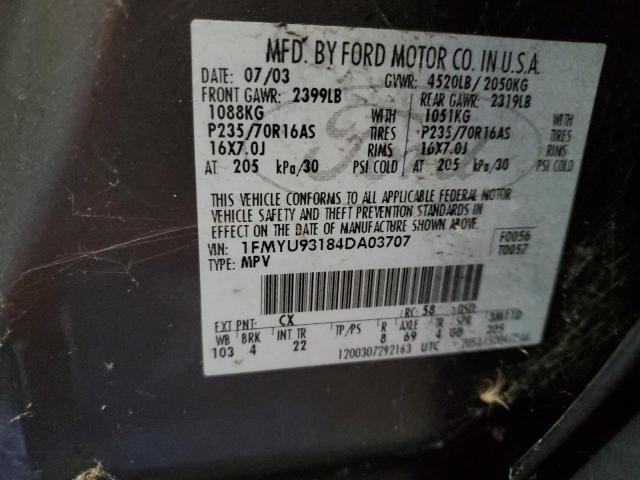 Photo 10 from auction – 2004 FORD ESCAPE XLT with VIN 1FMYU93184DA03707