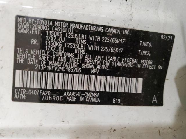 Photo 10 from auction – 2021 TOYOTA RAV4 XLE with VIN 2T3P1RFV2MC185206