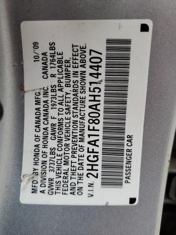 Photo 10 from auction – 2010 HONDA CIVIC EX with VIN 2HGFA1F80AH514407