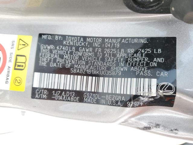 Photo 10 from auction – 2019 LEXUS ES 350 with VIN 58ABZ1B1XKU035879