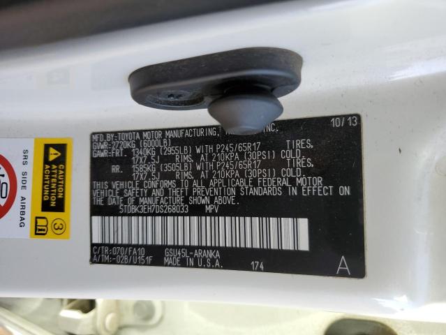 Photo 10 from auction – 2013 TOYOTA HIGHLANDER with VIN 5TDBK3EH7DS268033