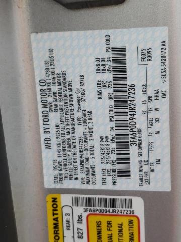 Photo 10 from auction – 2018 FORD FUSION TIT with VIN 3FA6P0D94JR247236