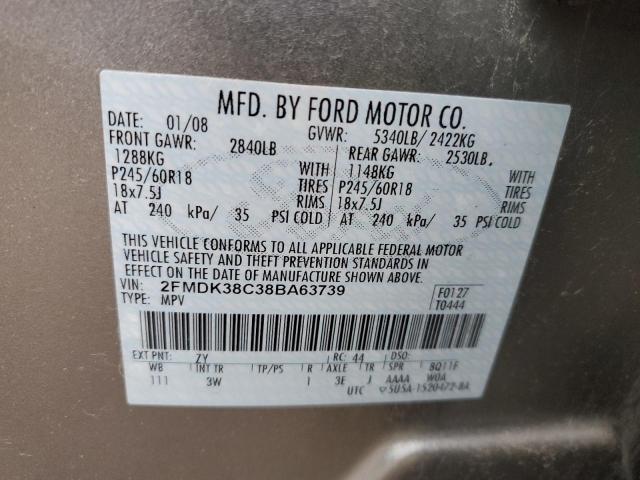 Photo 10 from auction – 2008 FORD EDGE SEL with VIN 2FMDK38C38BA63739