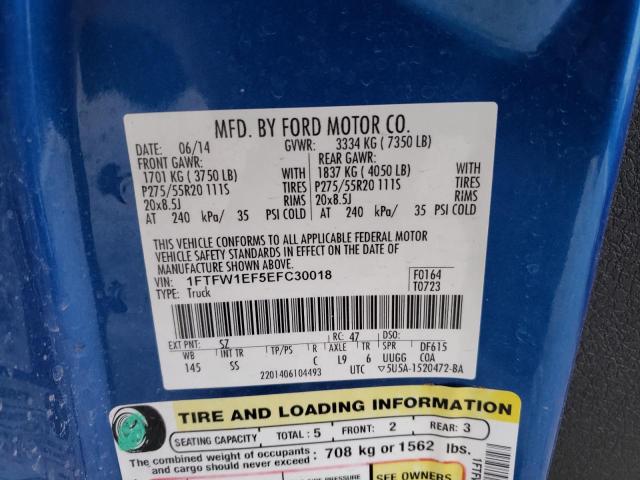 Photo 10 from auction – 2014 FORD F150 SUPER with VIN 1FTFW1EF5EFC30018