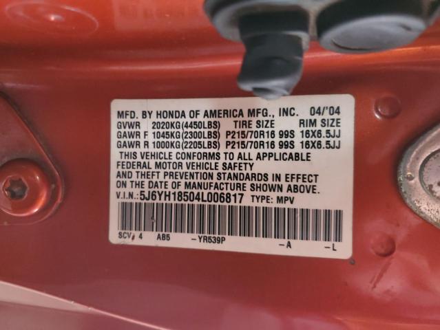 Photo 10 from auction – 2004 HONDA ELEMENT EX with VIN 5J6YH18504L006817