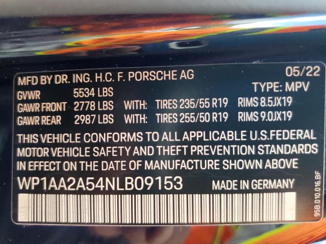 Photo 10 from auction – 2022 PORSCHE MACAN with VIN WP1AA2A54NLB09153