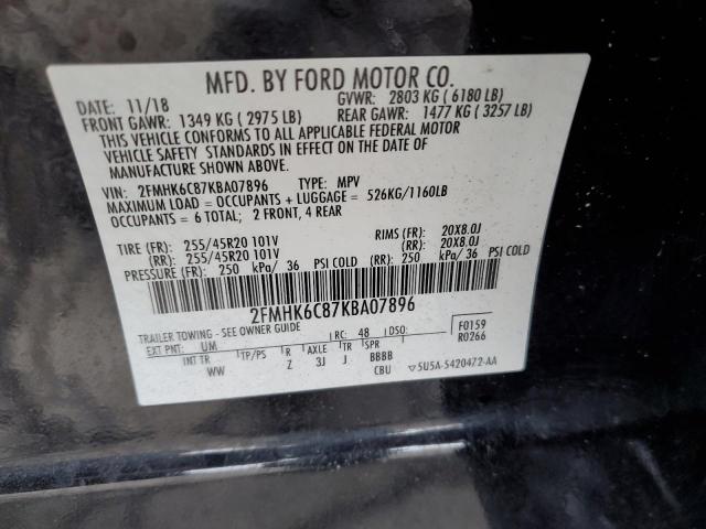 Photo 10 from auction – 2019 FORD FLEX SEL with VIN 2FMHK6C87KBA07896