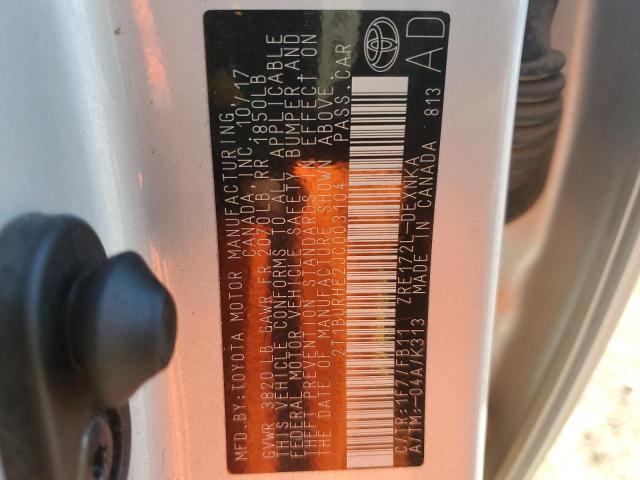 Photo 10 from auction – 2018 TOYOTA COROLLA L with VIN 2T1BURHE2JC003104