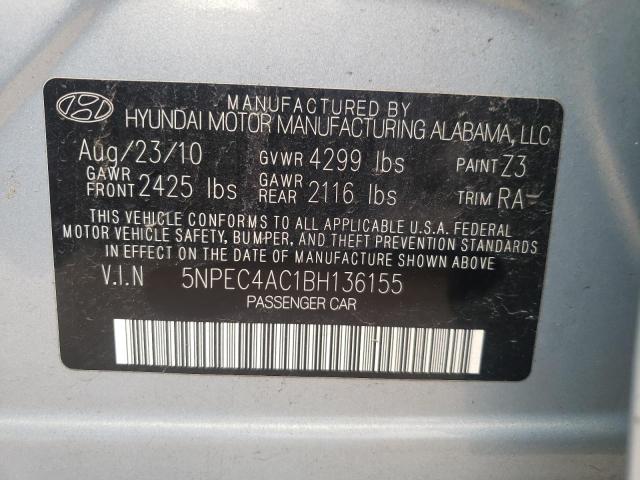 Photo 10 from auction – 2011 HYUNDAI SONATA SE with VIN 5NPEC4AC1BH136155