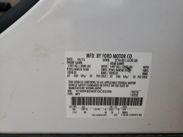 Photo 10 from auction – 2015 FORD EXPLORER X with VIN 1FM5K8D85FGC53356
