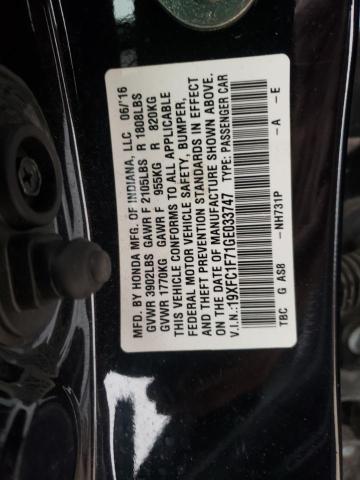 Photo 10 from auction – 2016 HONDA CIVIC EXL with VIN 19XFC1F71GE033747