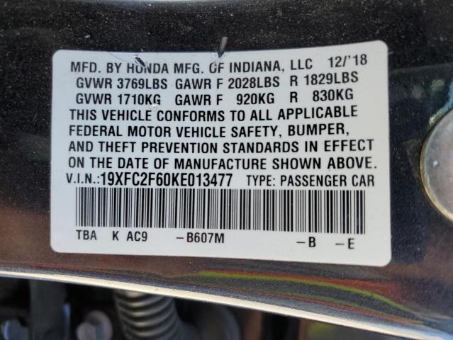 Photo 10 from auction – 2019 HONDA CIVIC LX with VIN 19XFC2F60KE013477