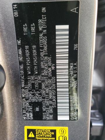 Photo 10 from auction – 2015 TOYOTA HIGHLANDER with VIN 5TDJKRFH5FS081020