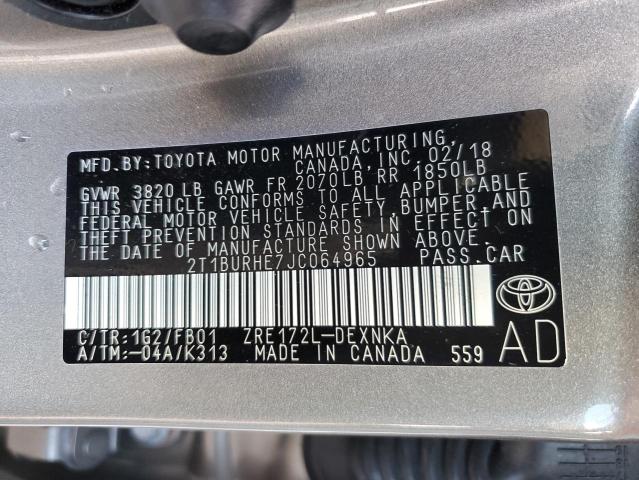 Photo 10 from auction – 2018 TOYOTA COROLLA L with VIN 2T1BURHE7JC064965