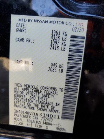 Photo 10 from auction – 2020 NISSAN ALTIMA S with VIN 1N4BL4BV2LN319011