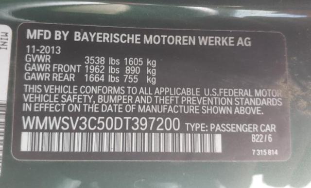Photo 10 from auction – 2013 MINI COOPER S with VIN WMWSV3C50DT397200