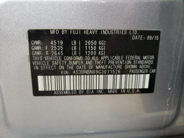 Photo 10 from auction – 2016 SUBARU LEGACY 2.5 with VIN 4S3BNBN69G3011526